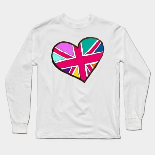 Vibrant Union Jack Heart Long Sleeve T-Shirt